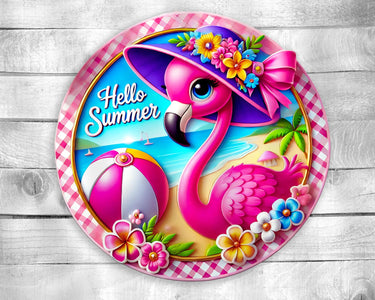 Summer Flamingo Colorful Door Hanger - Bright Wooden Sign, Fun Home Decor for Front Door, Seasonal & Year-Round Use, Vibrant Entryway Accent